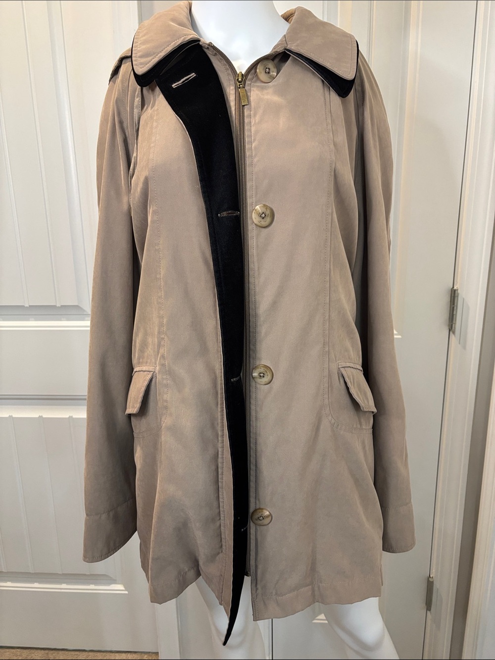 Westbound Beige Trench Coat with Black Trim XL